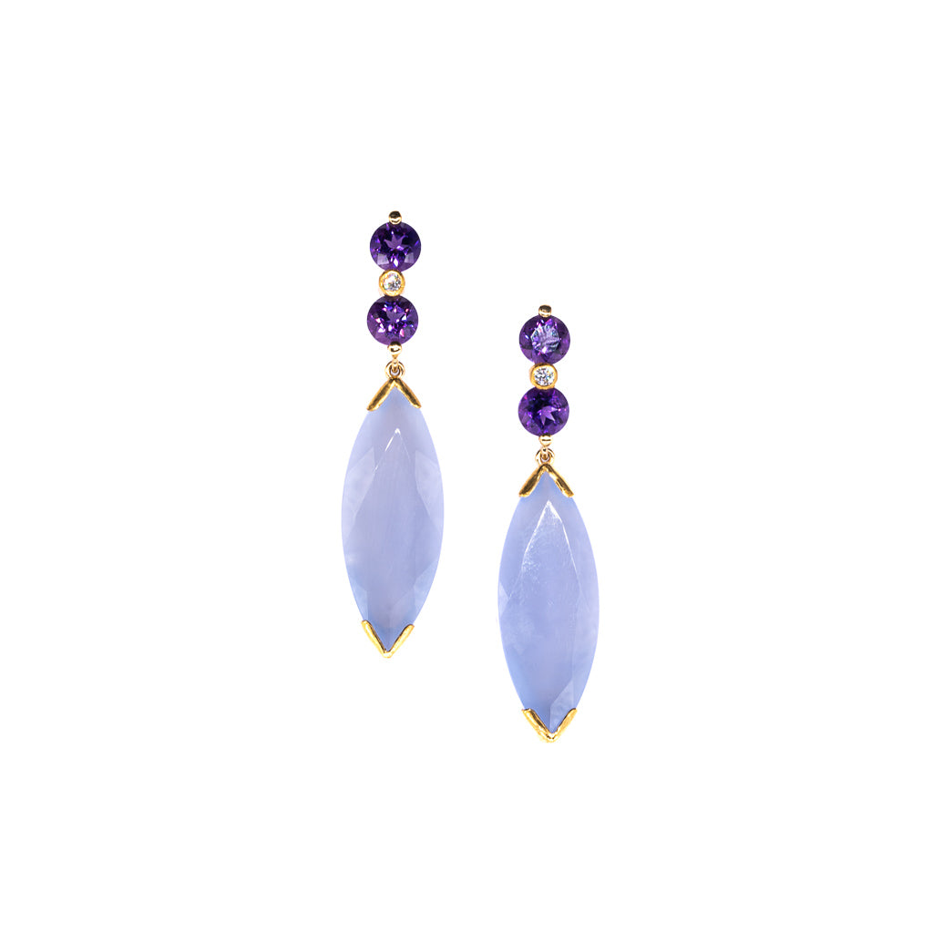 Chalcedon/Amethyst Ohrringe - Goldschmiedekunst Hein