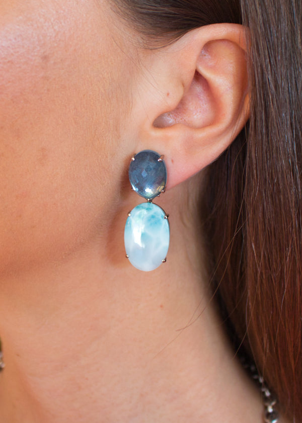 Aqua/Larimar Ohrringe - Goldschmiedekunst Hein