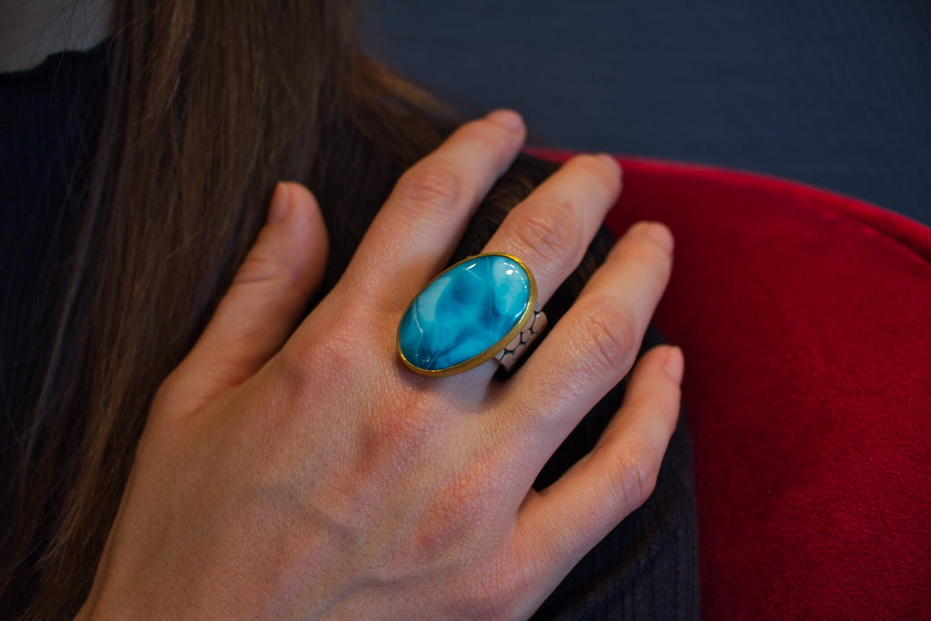Larimar Ring - Goldschmiedekunst Hein