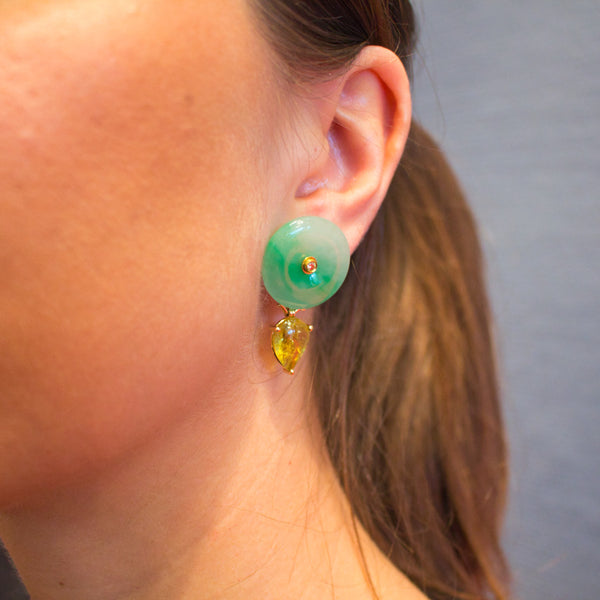 Jade - Lemonquarz Ohrstecker - Goldschmiedekunst Hein