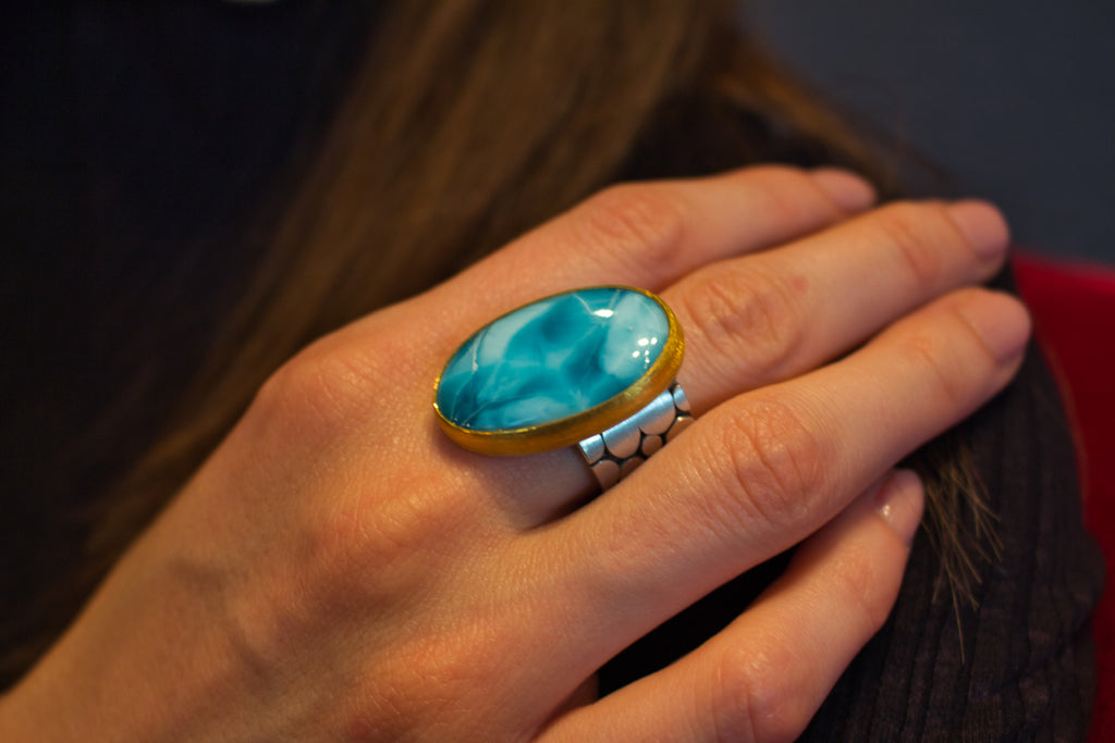 Larimar Ring - Goldschmiedekunst Hein
