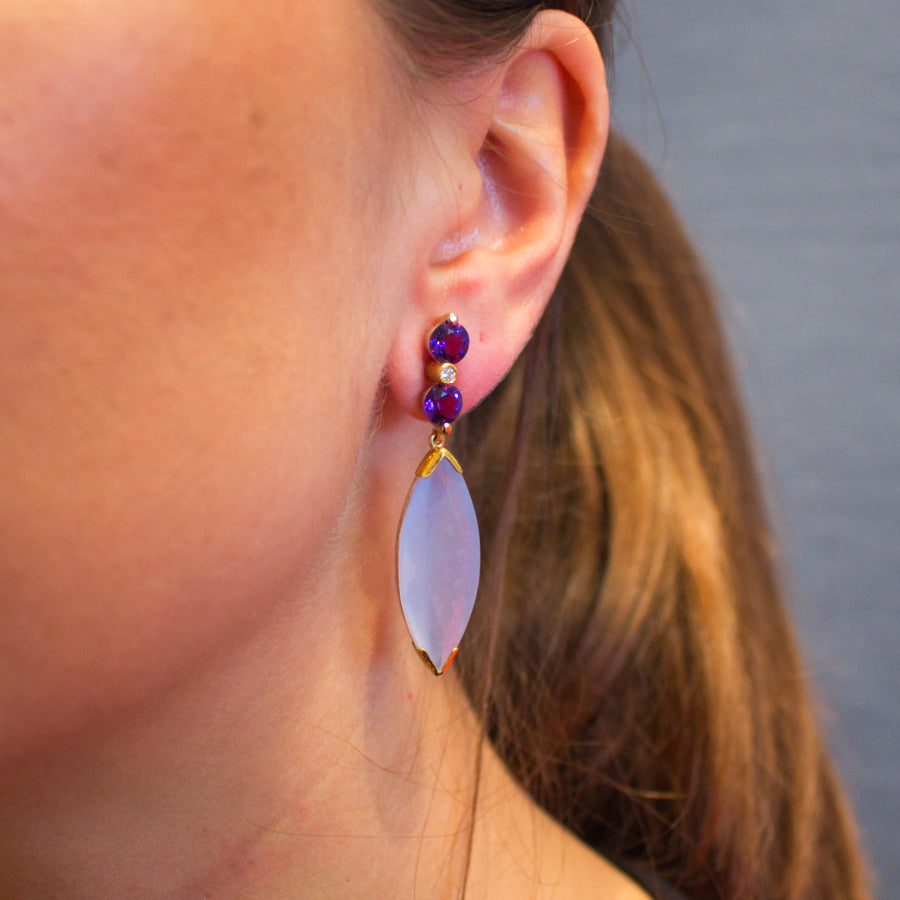 Chalcedon/Amethyst Ohrringe - Goldschmiedekunst Hein